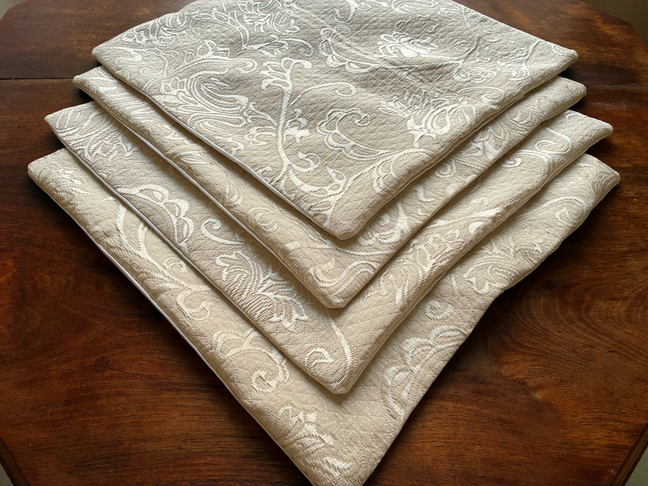 Cream no-zip Brocade Cushion Covers by Curlew Crafts
