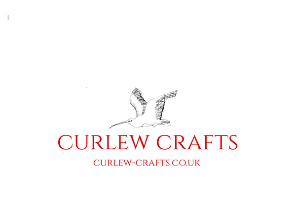 Curlew Crafts logo with a stylized curlew bird on a white background