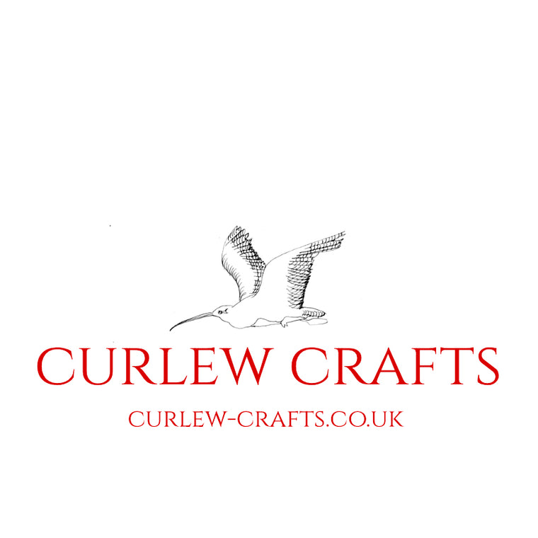 Logo of Curlew Crafts with a stylized bird illustration on a white background