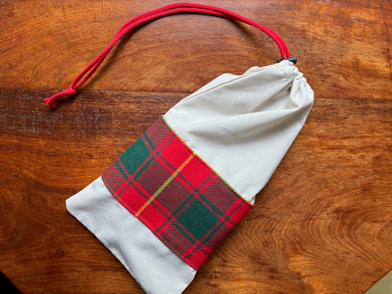 Full Red Tartan Drawstring Bag by Curlew Crafts