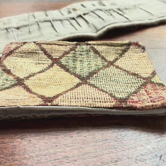 Gold, Apricot and Cream Chenille Needle Case by Curlew Crafts