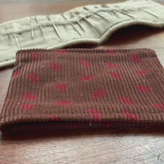 Chestnut and Rose Pink Paisley Needlecord Needle Case