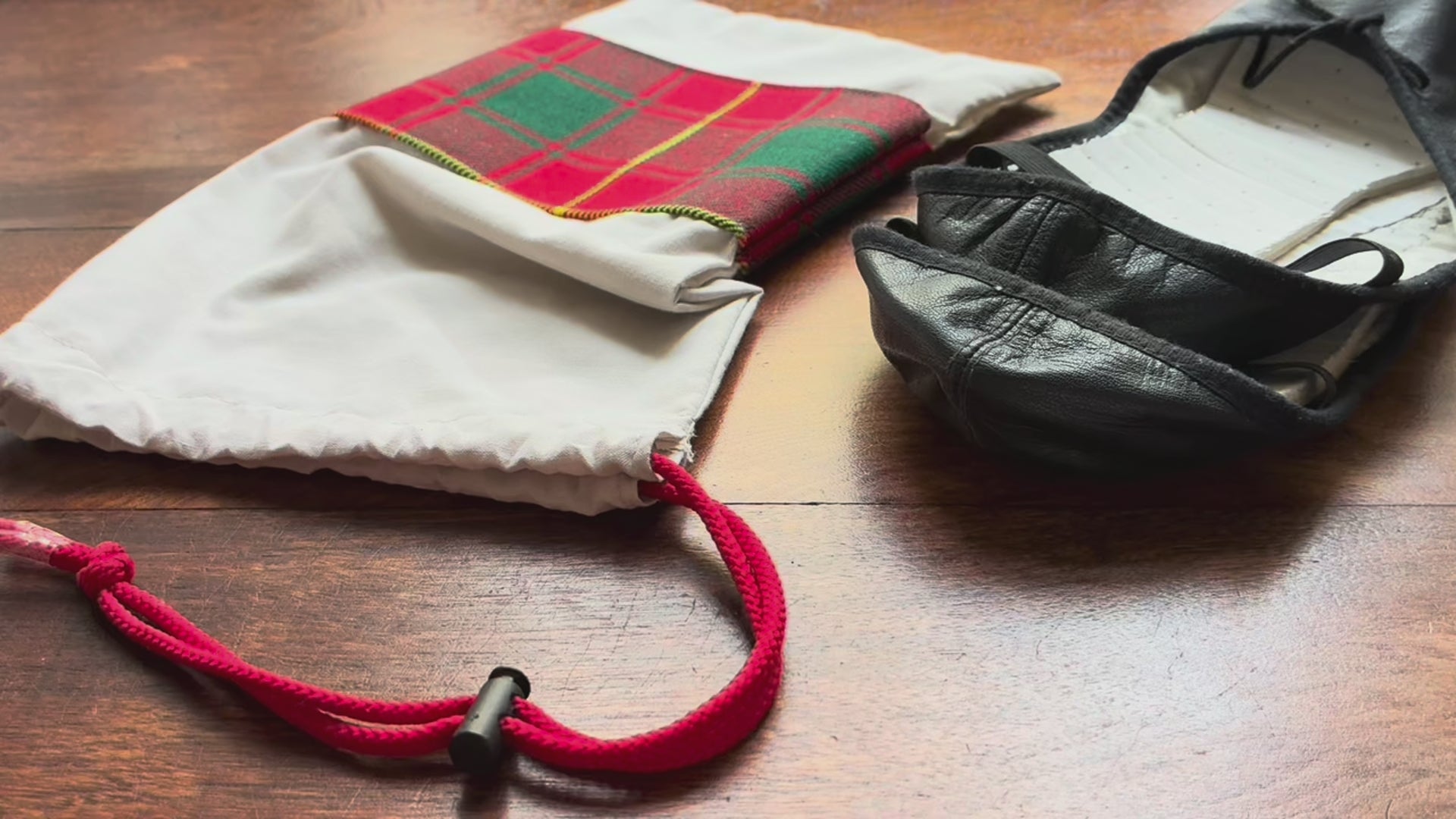 Red Tartan Drawstring Bag by Curlew Crafts