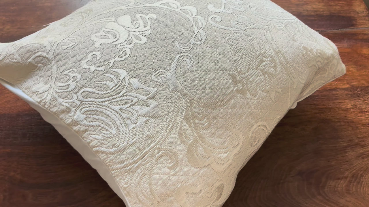 Single full Cream Brocade Cushion Cover by Curlew Crafts